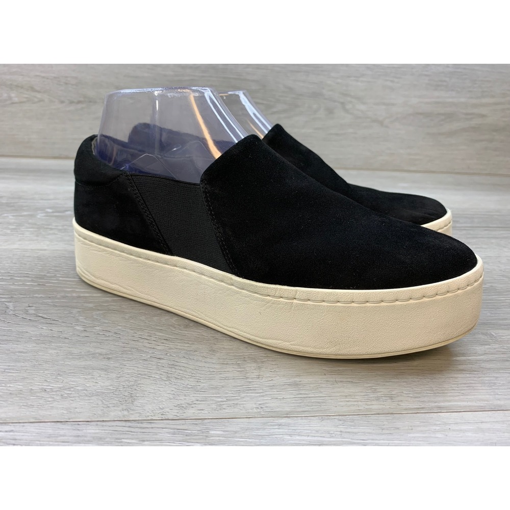 Vince Warren Black Suede Platform Slip On Sneakers Women's 7.5 M EUR 37.5